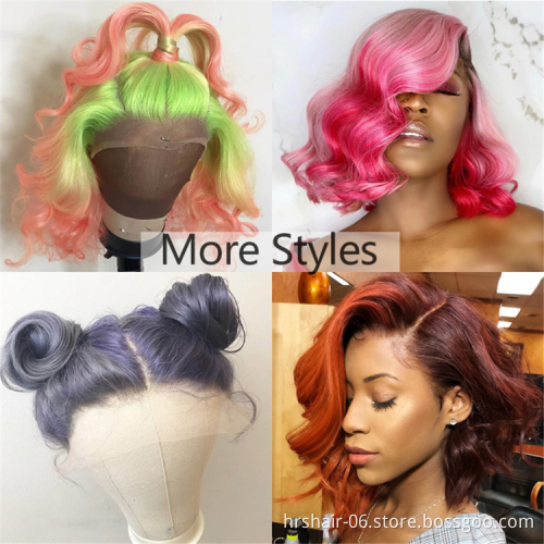 Wholesale Indian Unprocessed Raw Remy Lace Frontal Wig, Virgin Cuticle Aligned Peruvian Human Hair Front Lace Front Wigs